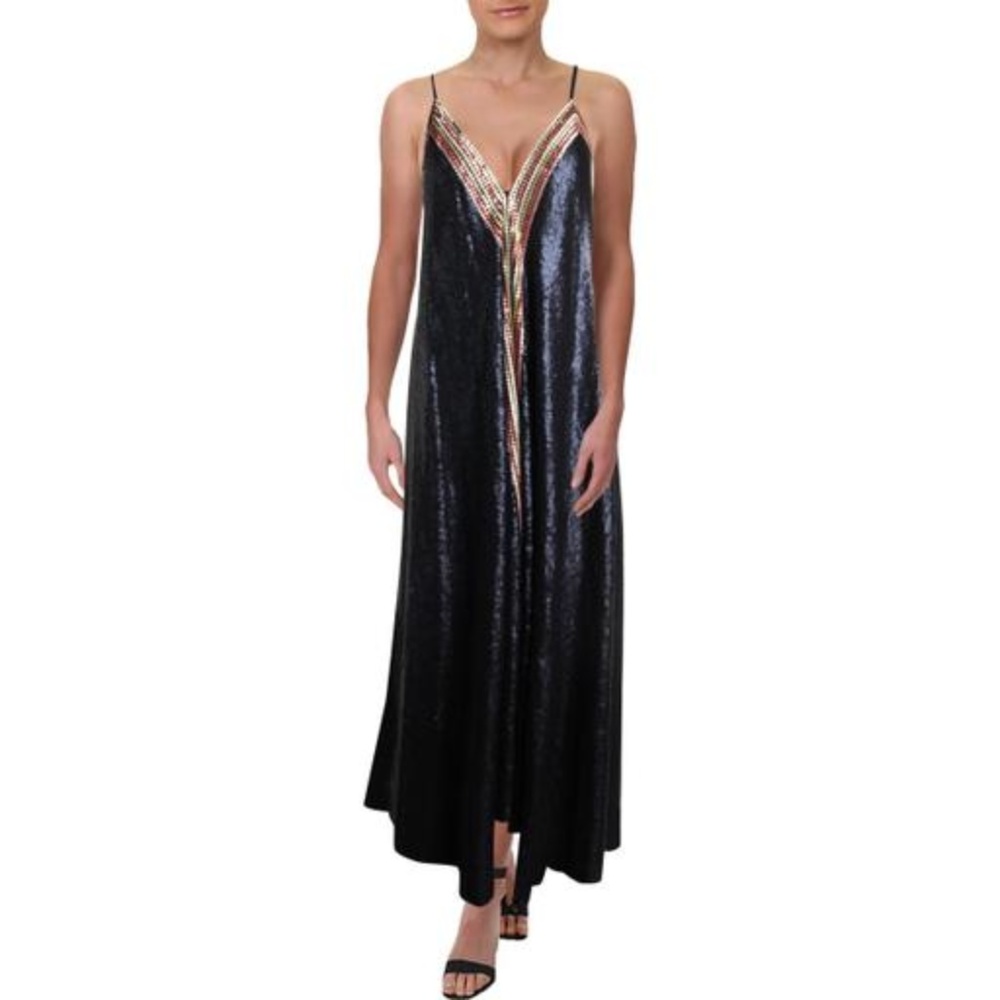 Aqua Sequined Maxi Dress Ball Gown NWT - Picture 2 of 6